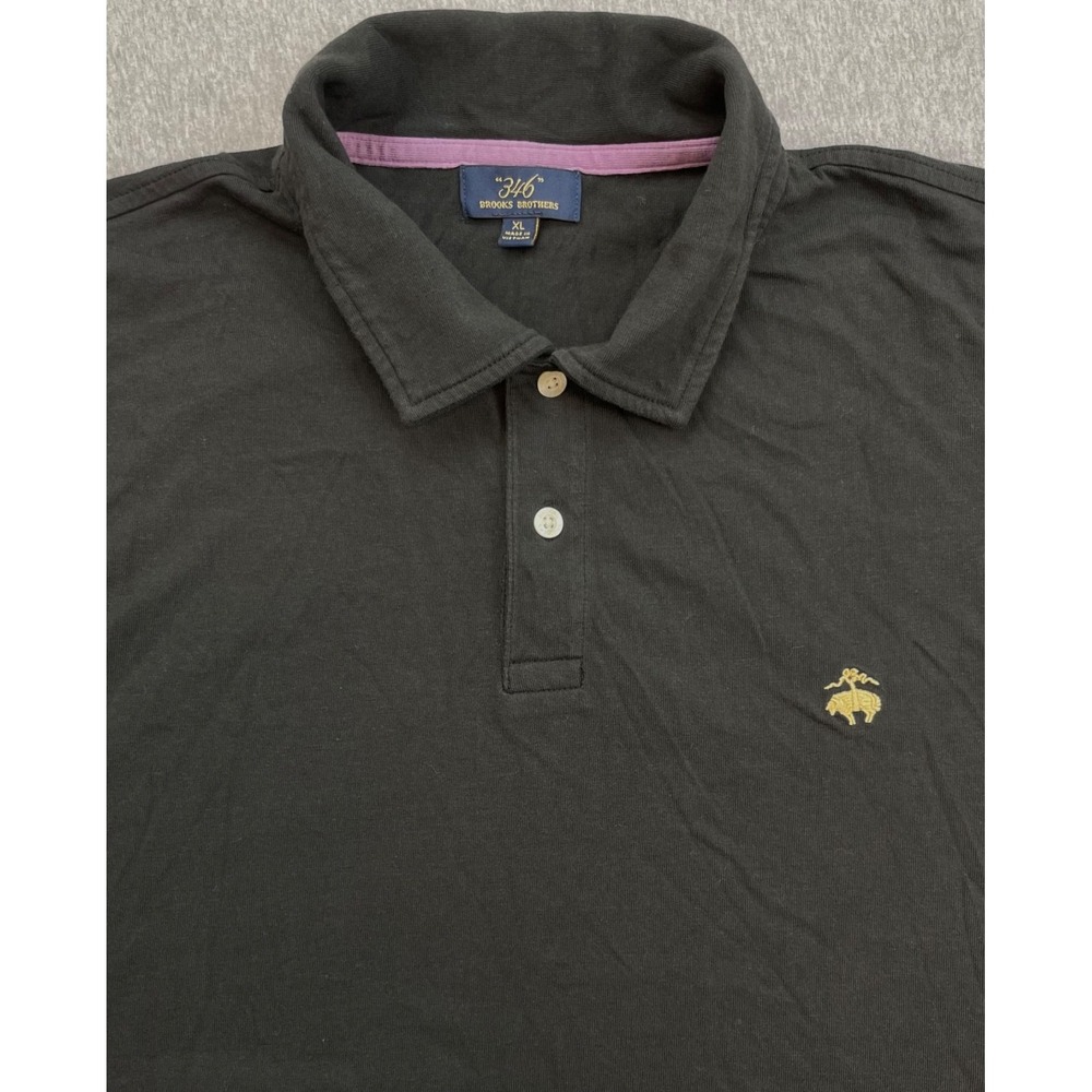 Brooks Brothers Polo Shirt Mens XL Brown 100% Cotton Long Sleeve Logo 346